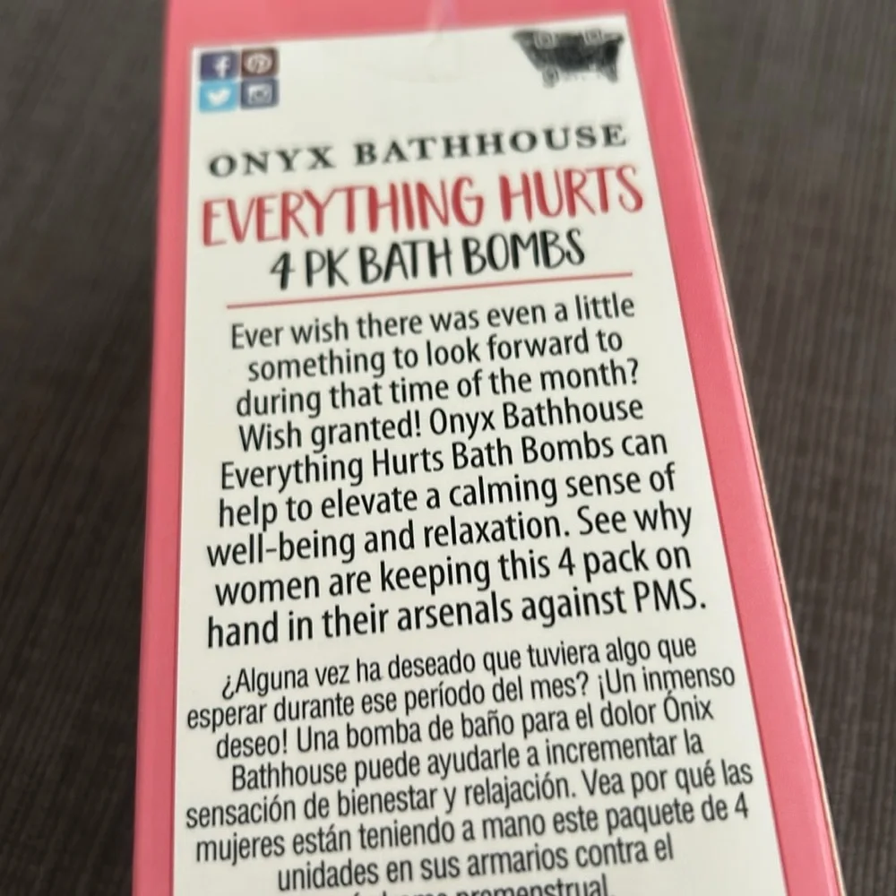 ONYX BATHHOUSE Everything Hurts 4Pack Bath Bombs   NEW